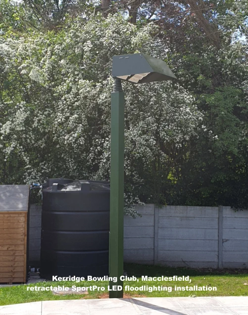 Kerridge Bowling Club, Cheshire, retractable LED floodlighting System