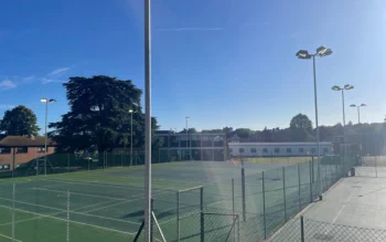 King Edwards Witley in Surrey. Six court TennisPro LED floodlighting installation