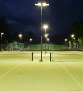 Retractable LED tennis court lighting system installed at Bowdon Tennis Club